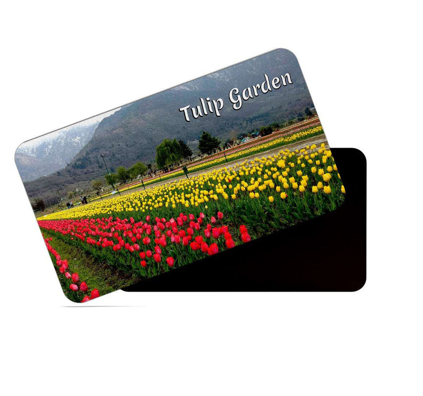dhcrafts Rectangular Rubber Fridge Magnet / Magnetic Card Multicolor Kerala Tulip Garden Design Pack of 1 (8.6cm x 5.4cm)